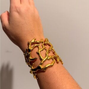 Vintage Coral inspired Gold Cuff Bracelet